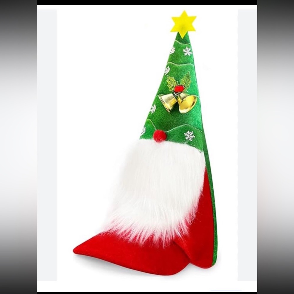 Christmas hat Gnome Christmas tree jingley bells & star 16" high